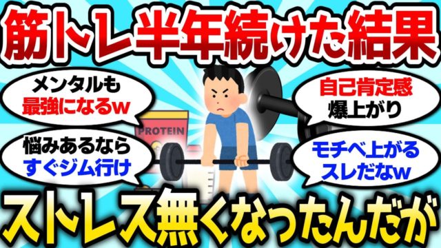 筋トレ半年続けたらストレス無くなったんだが、筋肉ってマジで正義だなw